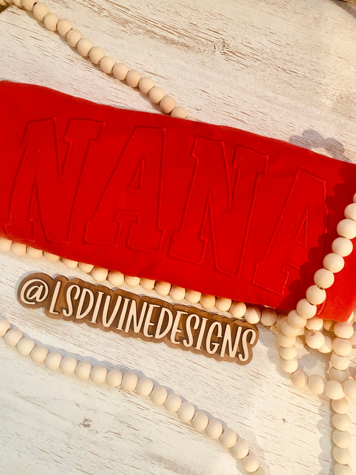 “NANA” Embroidered Shirt-Red
