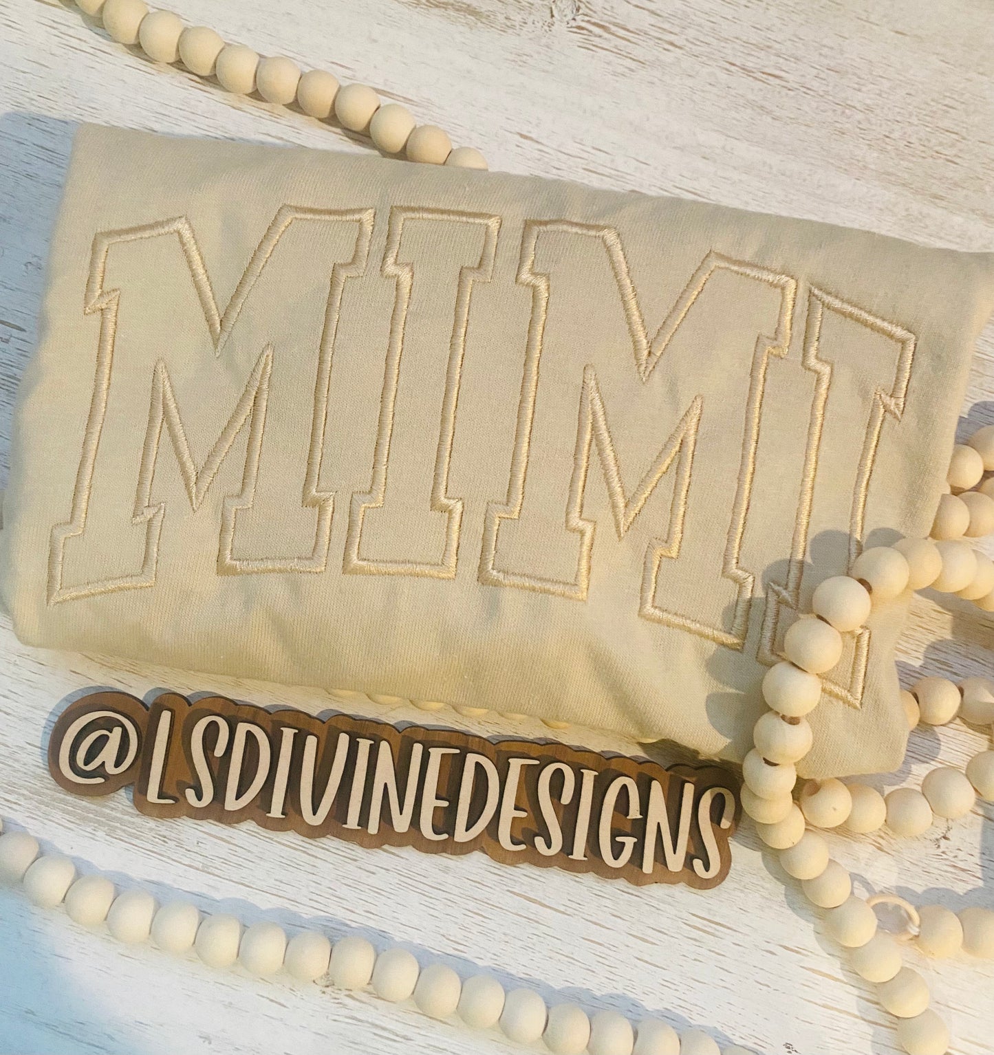 Embroidered “MIMI” shirt-Beige