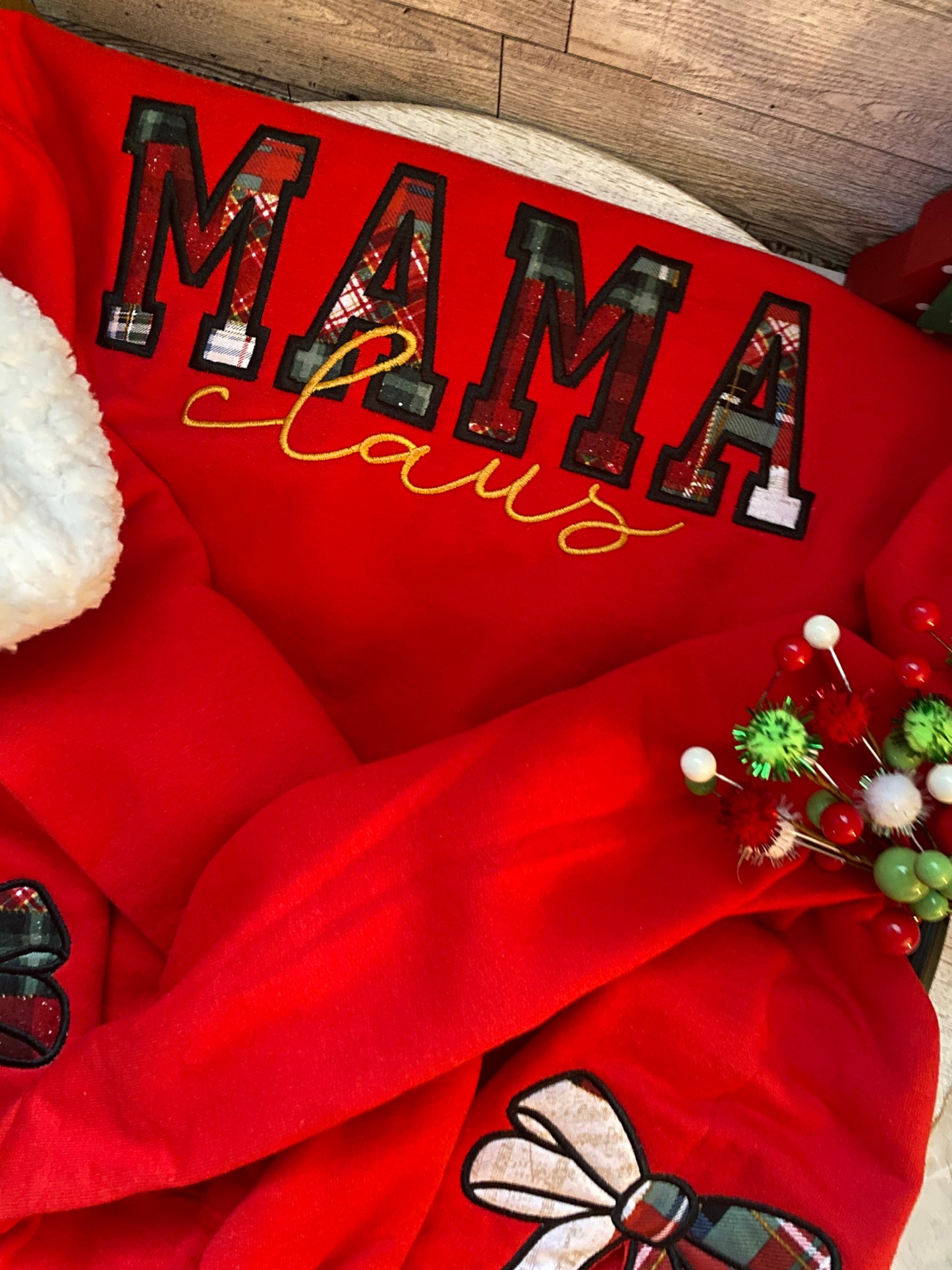 "MAMA CLAUS" Embroidered Sweatshirt