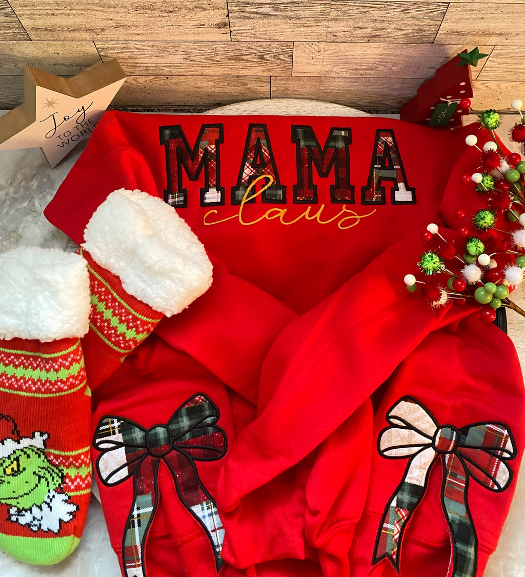 "MAMA CLAUS" Embroidered Sweatshirt