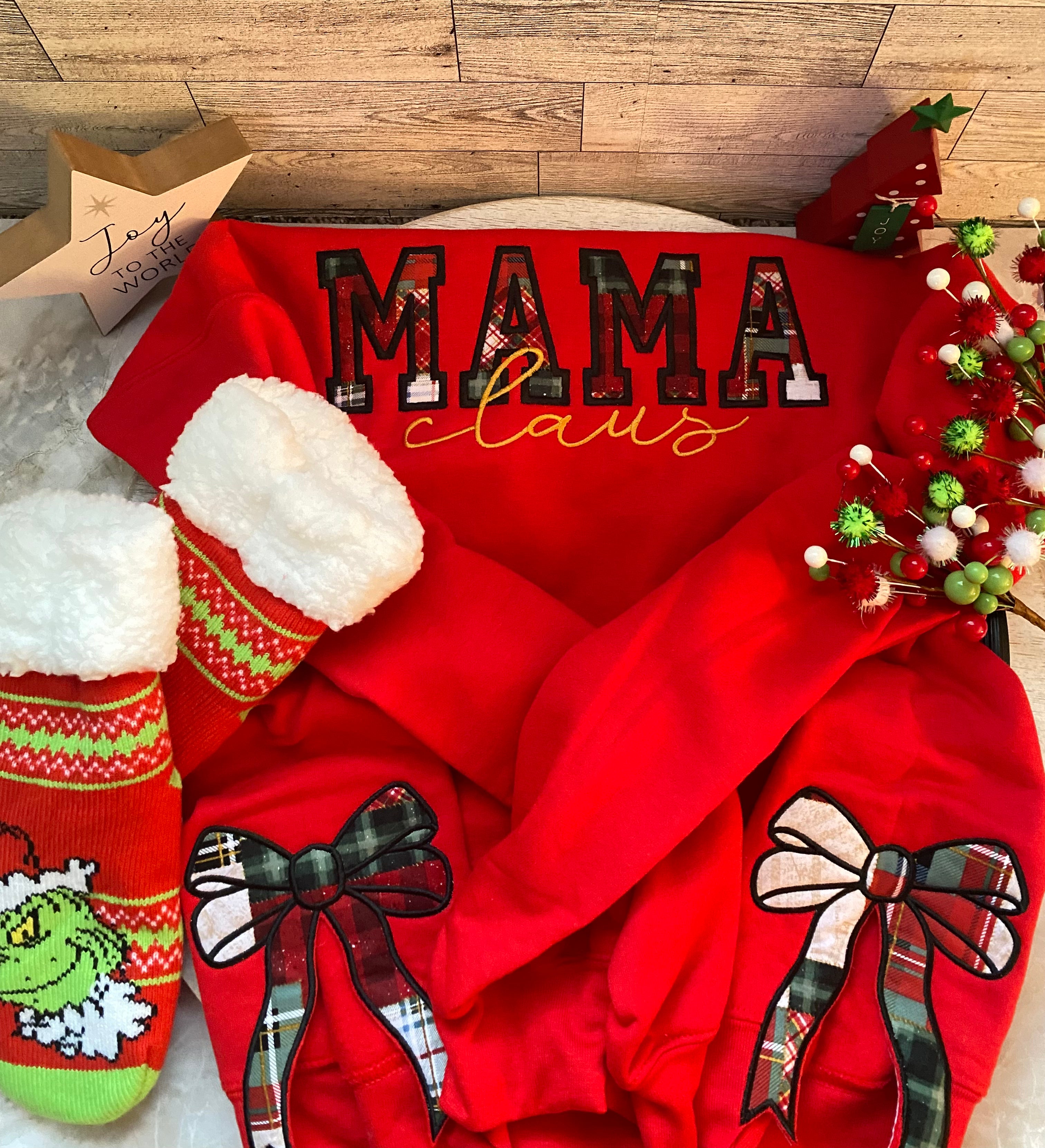 "MAMA CLAUS" Embroidered Sweatshirt