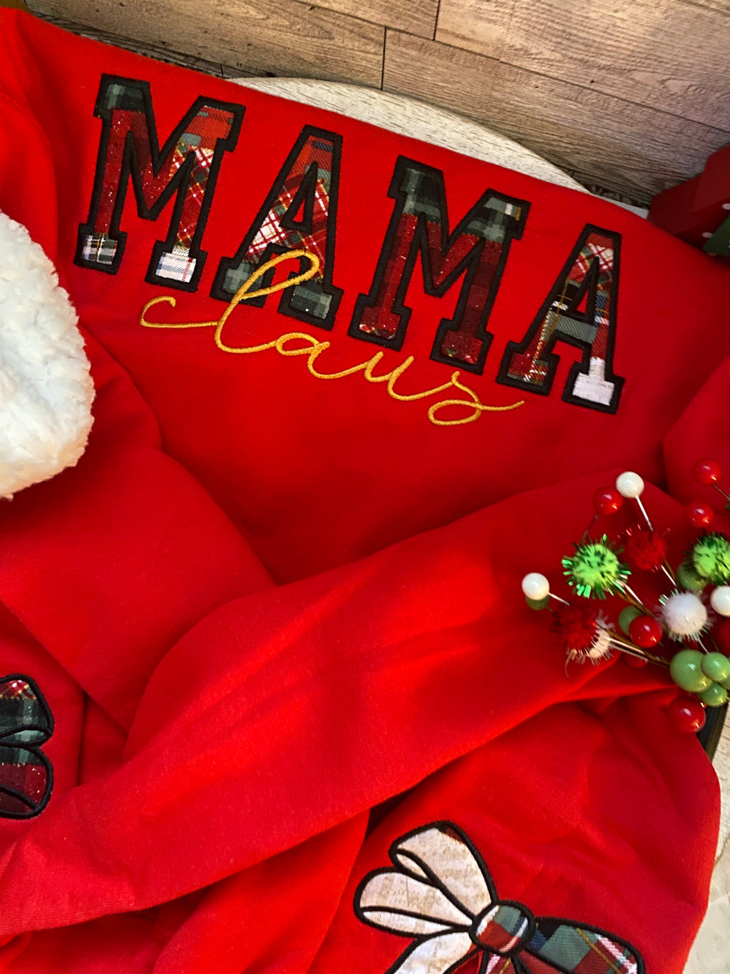 "MAMA CLAUS" Embroidered Sweatshirt