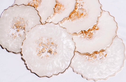 Irregular white and Pearl coasters