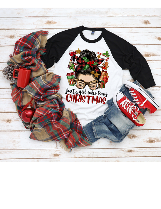 Just a girl who loves Christmas Raglan shirt